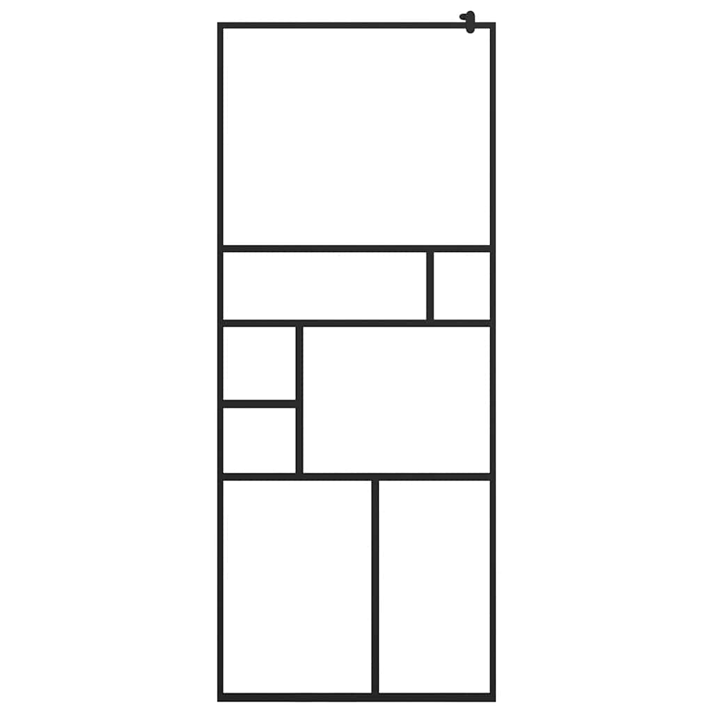 brusevæg 80x195 cm klart ESG-glas sort