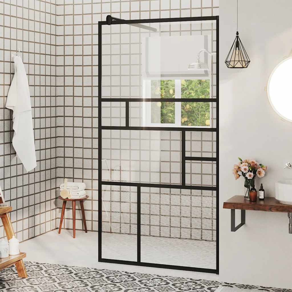 brusevæg 80x195 cm klart ESG-glas sort billede