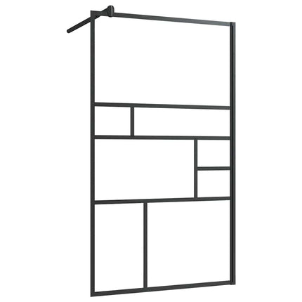 brusevæg 90x195 cm klart sikkerhedsglas sort