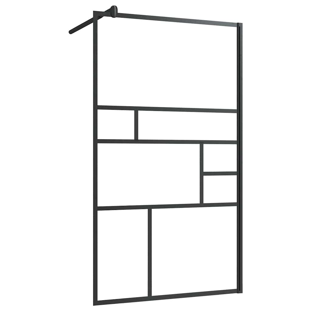 brusevæg 90x195 cm klart sikkerhedsglas sort