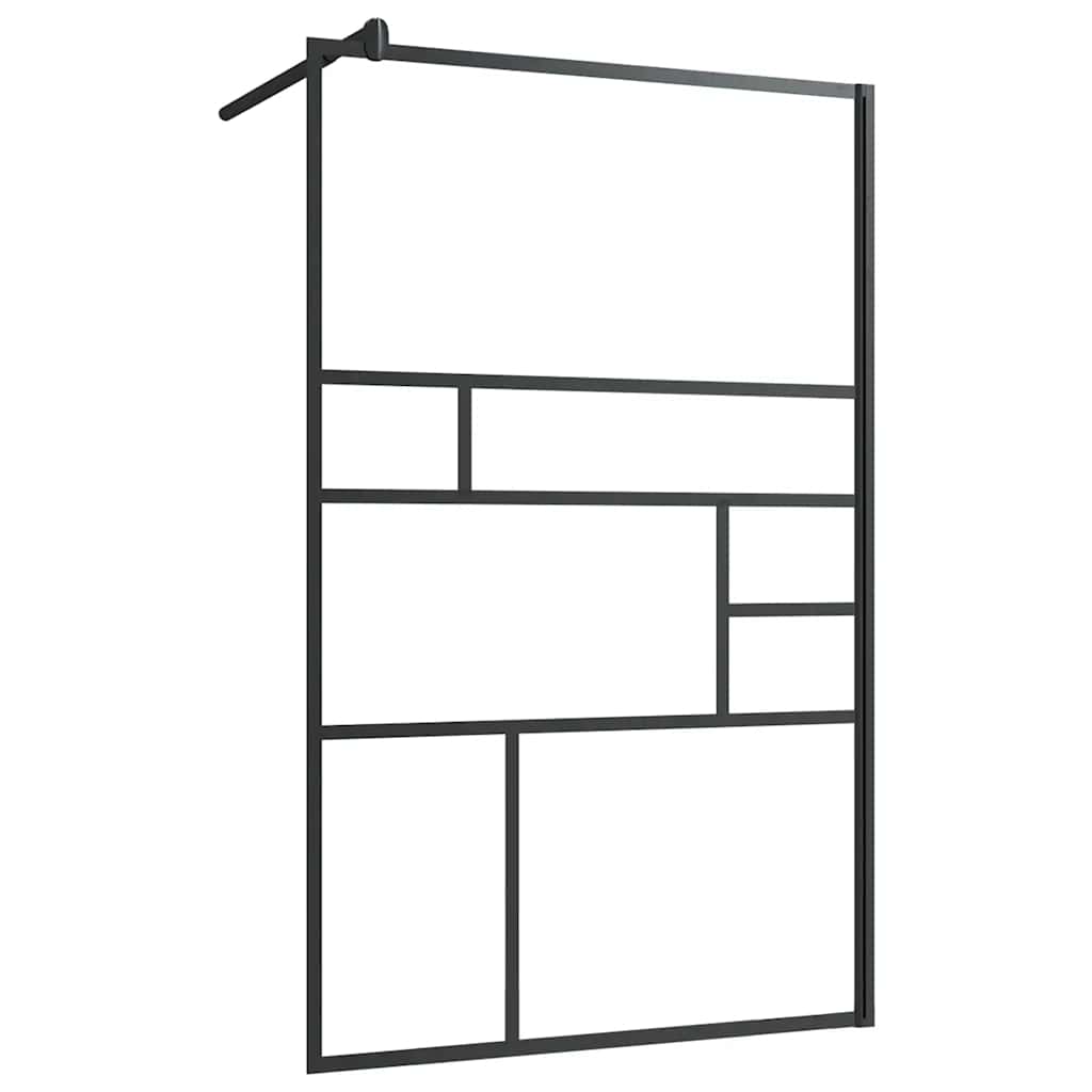 brusevæg 100x195 cm klart sikkerhedsglas sort
