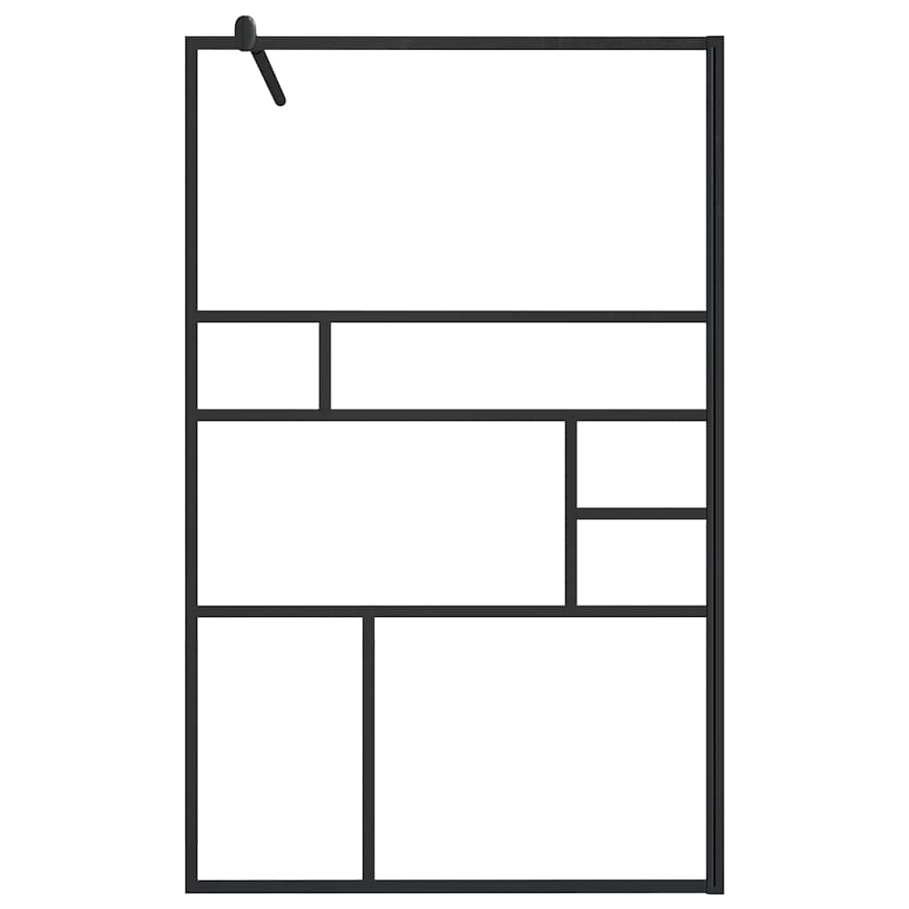brusevæg 100x195 cm klart sikkerhedsglas sort