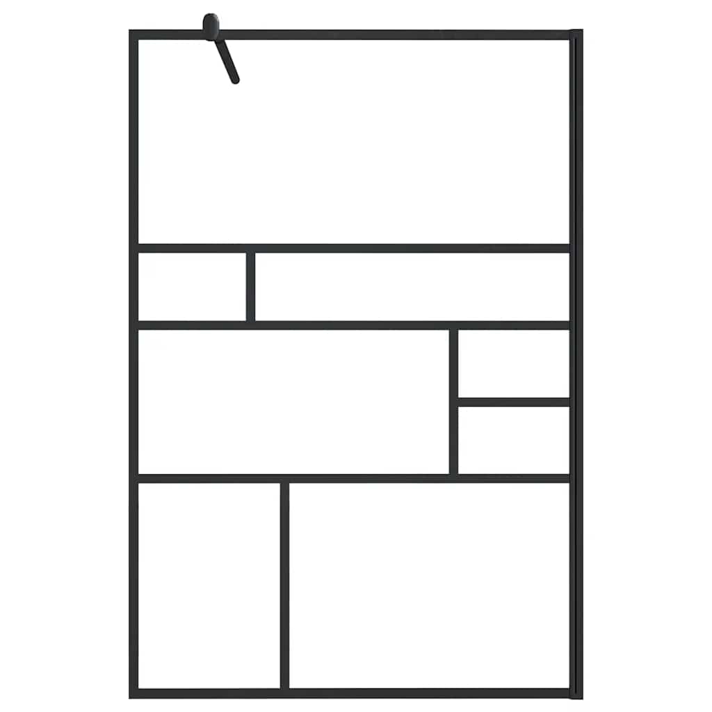 brusevæg 115x195 cm klart sikkerhedsglas sort