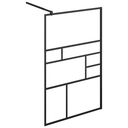 brusevæg 115x195 cm klart sikkerhedsglas sort