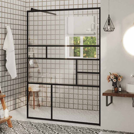 brusevæg 115x195 cm klart sikkerhedsglas sort