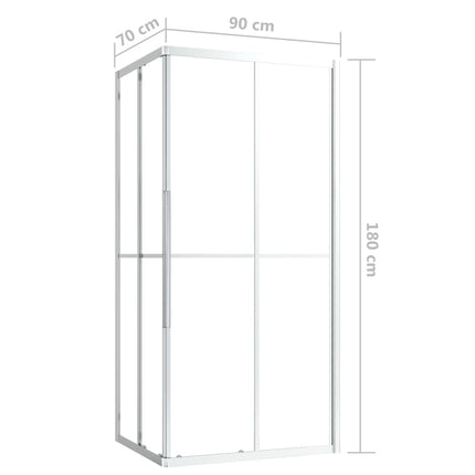 brusekabine 90x70x180 cm sikkerhedsglas