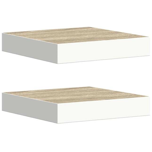 væghylder 2 stk. 23x23,5x3,8 cm MDF egetræsfarvet og hvid