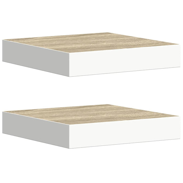 væghylder 2 stk. 23x23,5x3,8 cm MDF egetræsfarvet og hvid