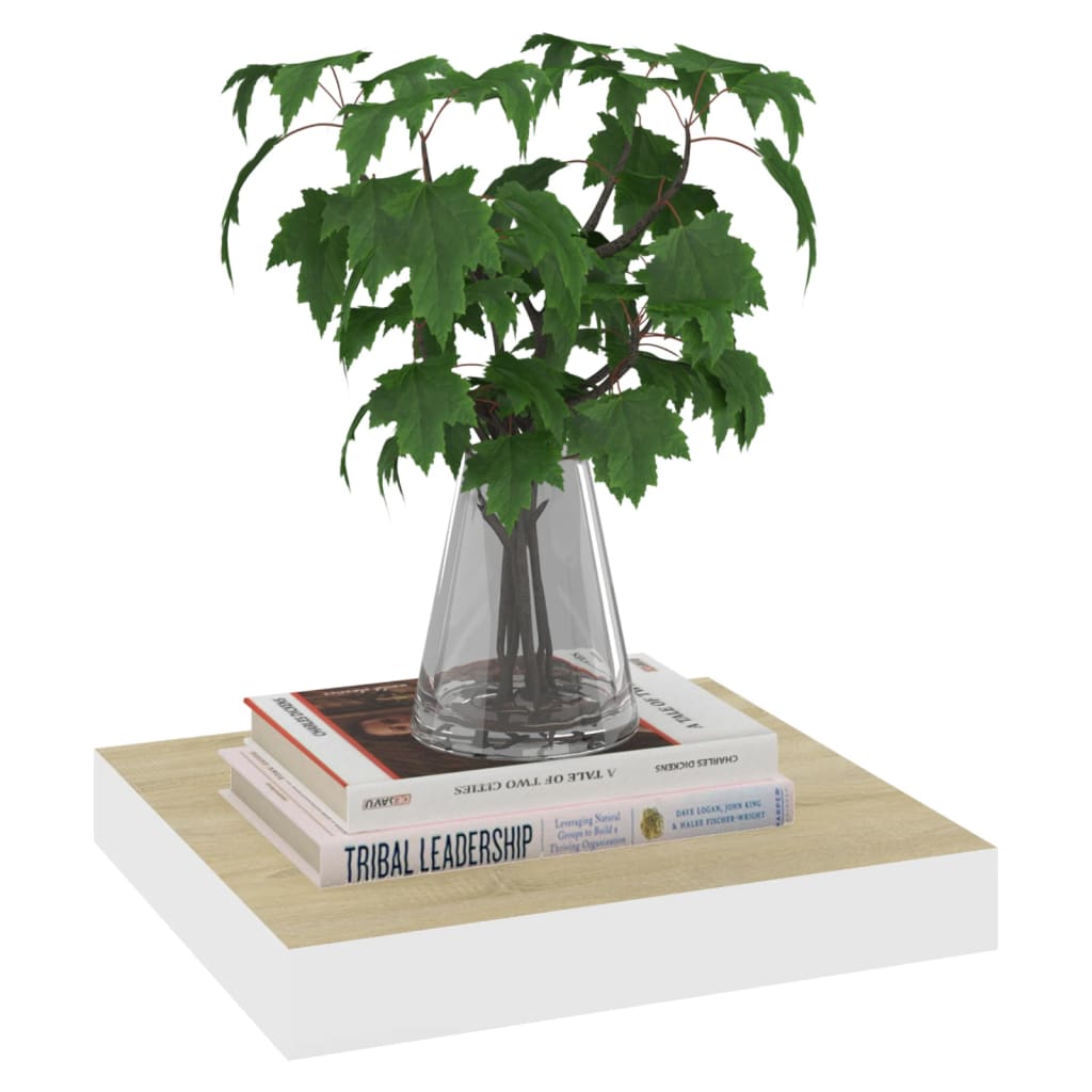 væghylder 2 stk. 23x23,5x3,8 cm MDF egetræsfarvet og hvid