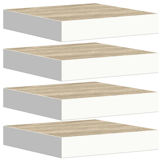 væghylder 4 stk. 23x23,5x3,8 cm MDF egetræsfarvet og hvid