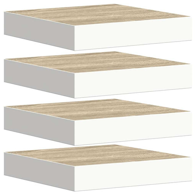 væghylder 4 stk. 23x23,5x3,8 cm MDF egetræsfarvet og hvid