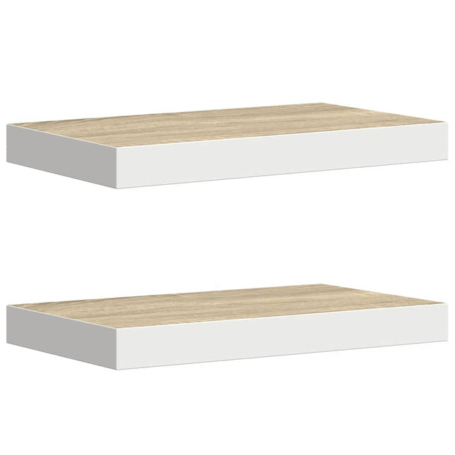 væghylder 2 stk. 40x23,5x3,8 cm MDF egetræsfarve og hvid