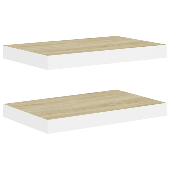 væghylder 2 stk. 40x23x3,8 cm MDF egetræsfarve og hvid