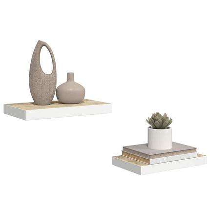 væghylder 2 stk. 40x23,5x3,8 cm MDF egetræsfarve og hvid