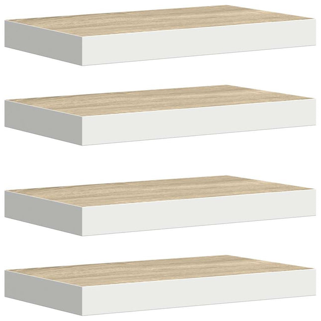 væghylder 4 stk. 40x23,5x3,8 cm MDF egetræsfarve og hvid