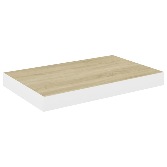 væghylde 50x23x3,8 cm MDF egetræsfarve og hvid