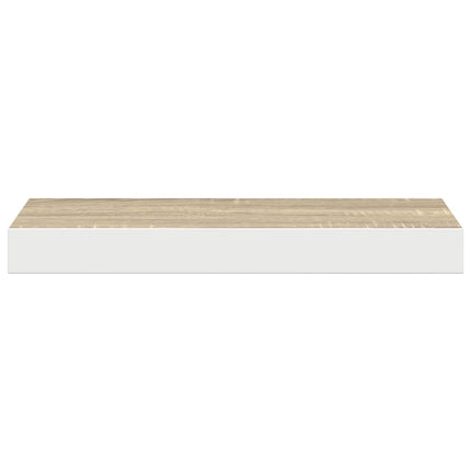 væghylde 50x23,5x3,8 cm MDF egetræsfarve og hvid