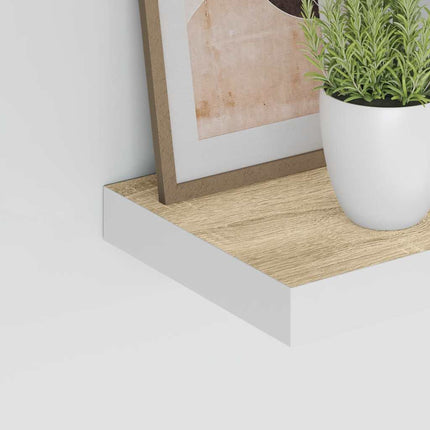 væghylder 2 stk. 50x23,5x3,8 cm MDF egetræsfarve og hvid