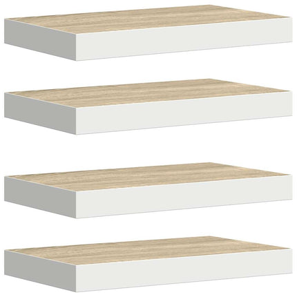 væghylder 4 stk. 50x23,5x3,8 cm MDF egetræsfarve og hvid