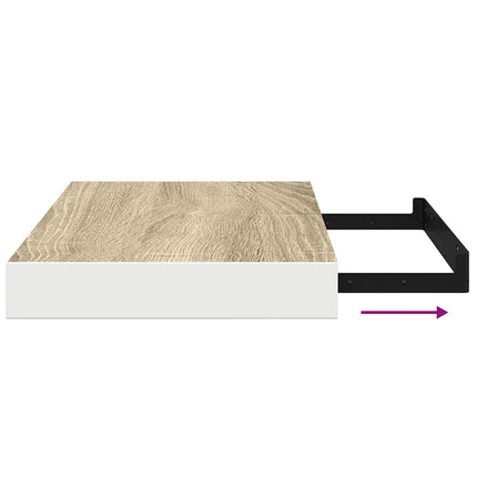 væghylder 4 stk. 50x23,5x3,8 cm MDF egetræsfarve og hvid