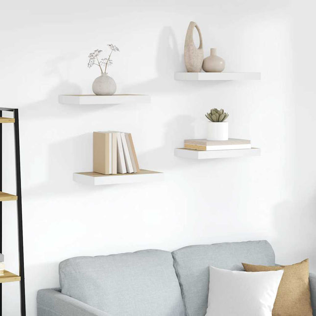 væghylder 4 stk. 50x23,5x3,8 cm MDF egetræsfarve og hvid