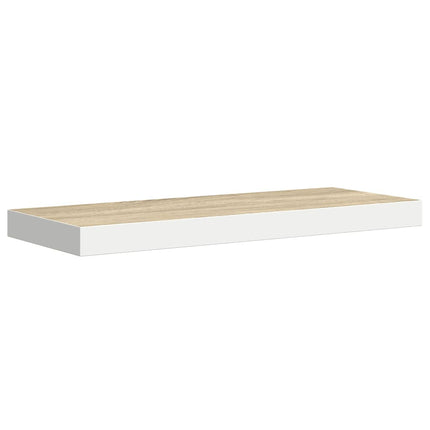 væghylde 60x23,5x3,8 cm MDF egetræsfarve og hvid