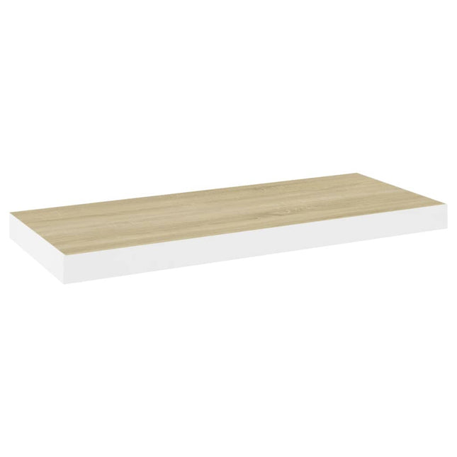 væghylde 60x23,5x3,8 cm MDF egetræsfarve og hvid
