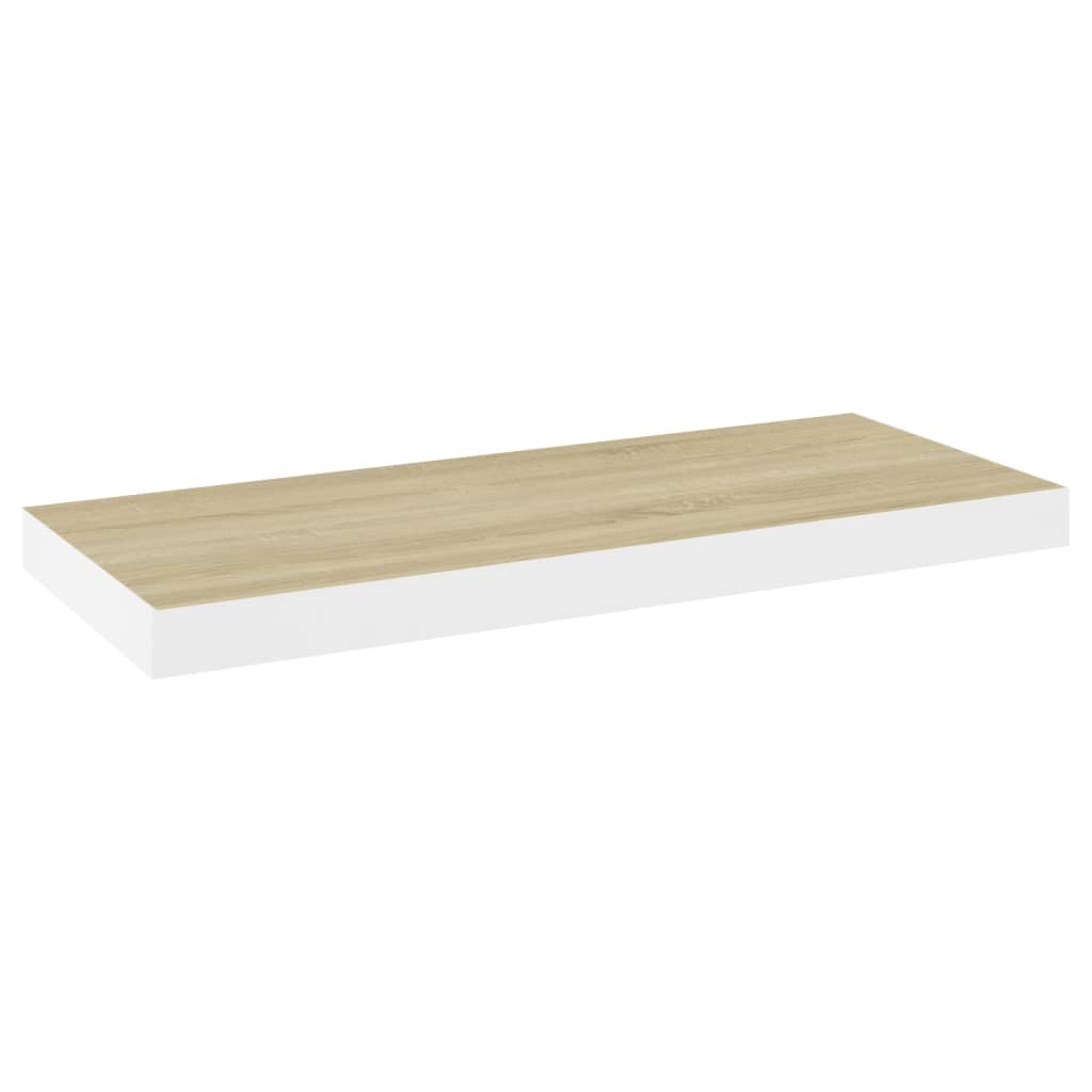væghylde 60x23,5x3,8 cm MDF egetræsfarve og hvid
