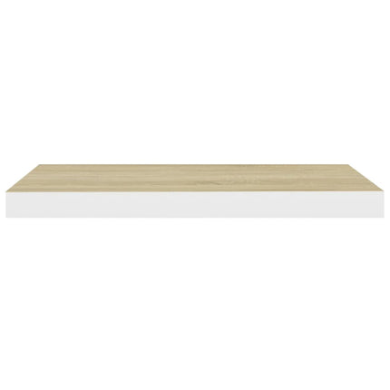 væghylde 60x23,5x3,8 cm MDF egetræsfarve og hvid