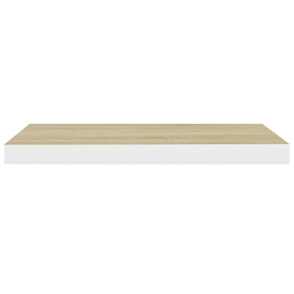 væghylde 60x23,5x3,8 cm MDF egetræsfarve og hvid