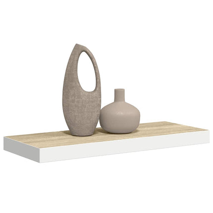 væghylde 60x23,5x3,8 cm MDF egetræsfarve og hvid