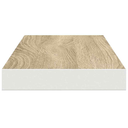 væghylde 60x23,5x3,8 cm MDF egetræsfarve og hvid