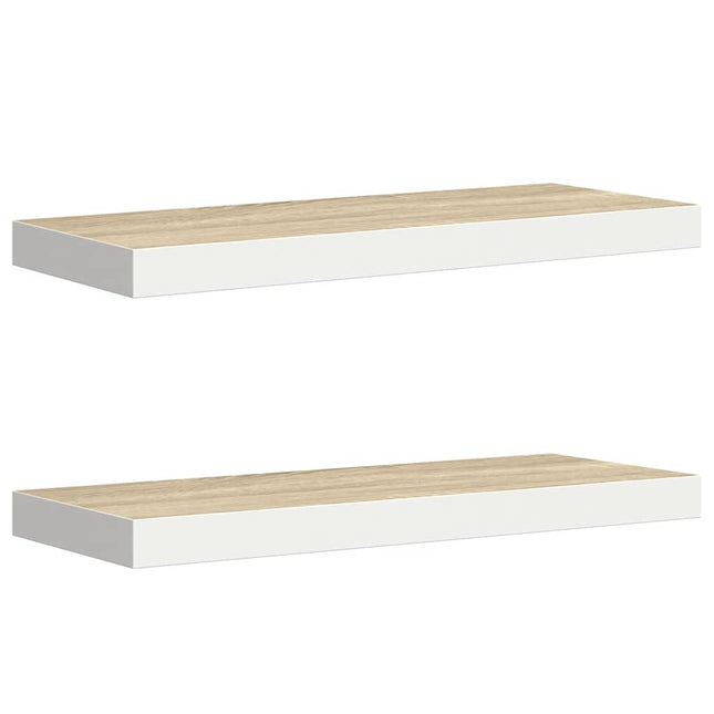 væghylder 2 stk. 60x23,5x3,8 cm MDF egetræsfarve og hvid