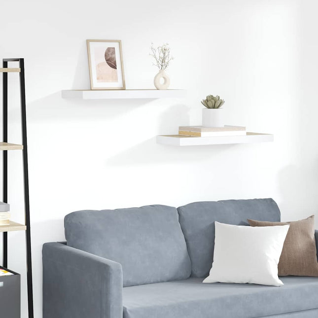 væghylder 2 stk. 60x23,5x3,8 cm MDF egetræsfarve og hvid
