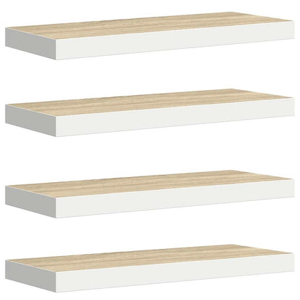 væghylder 4 stk. 60x23,5x3,8 cm MDF egetræsfarve og hvid