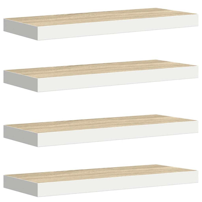væghylder 4 stk. 60x23,5x3,8 cm MDF egetræsfarve og hvid