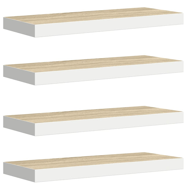 væghylder 4 stk. 60x23,5x3,8 cm MDF egetræsfarve og hvid