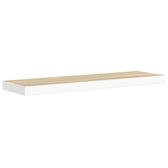 væghylde 80x23,5x3,8 cm MDF egetræsfarve og hvid