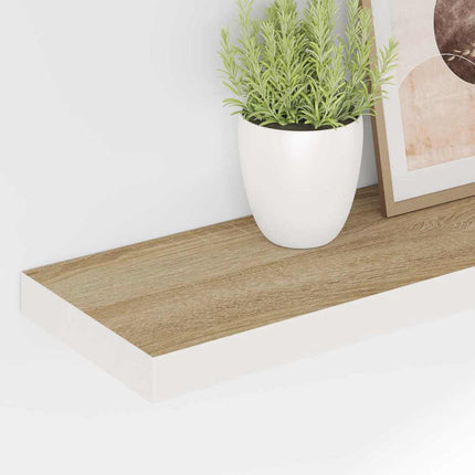 væghylder 2 stk. 80x23,5x3,8 cm MDF egetræsfarve og hvid