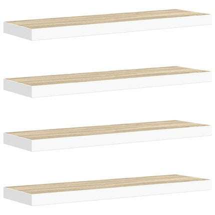 svævehylder 4 stk. 90x23,5x3,8 cm MDF egetræsfarve og hvid