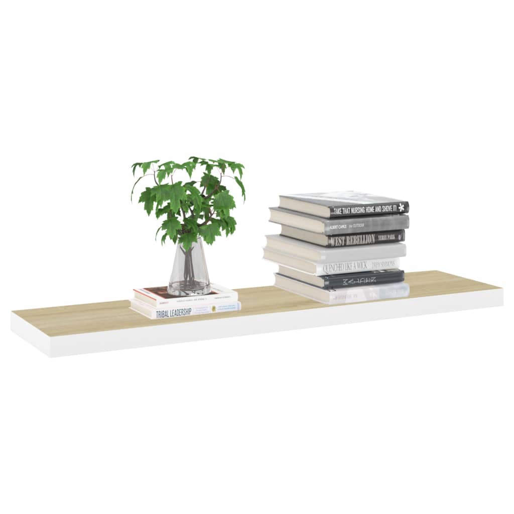 svævehylder 4 stk. 90x23,5x3,8 cm MDF egetræsfarve og hvid