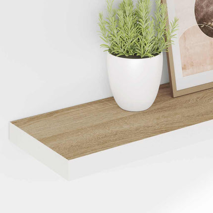 svævehylder 4 stk. 90x23,5x3,8 cm MDF egetræsfarve og hvid