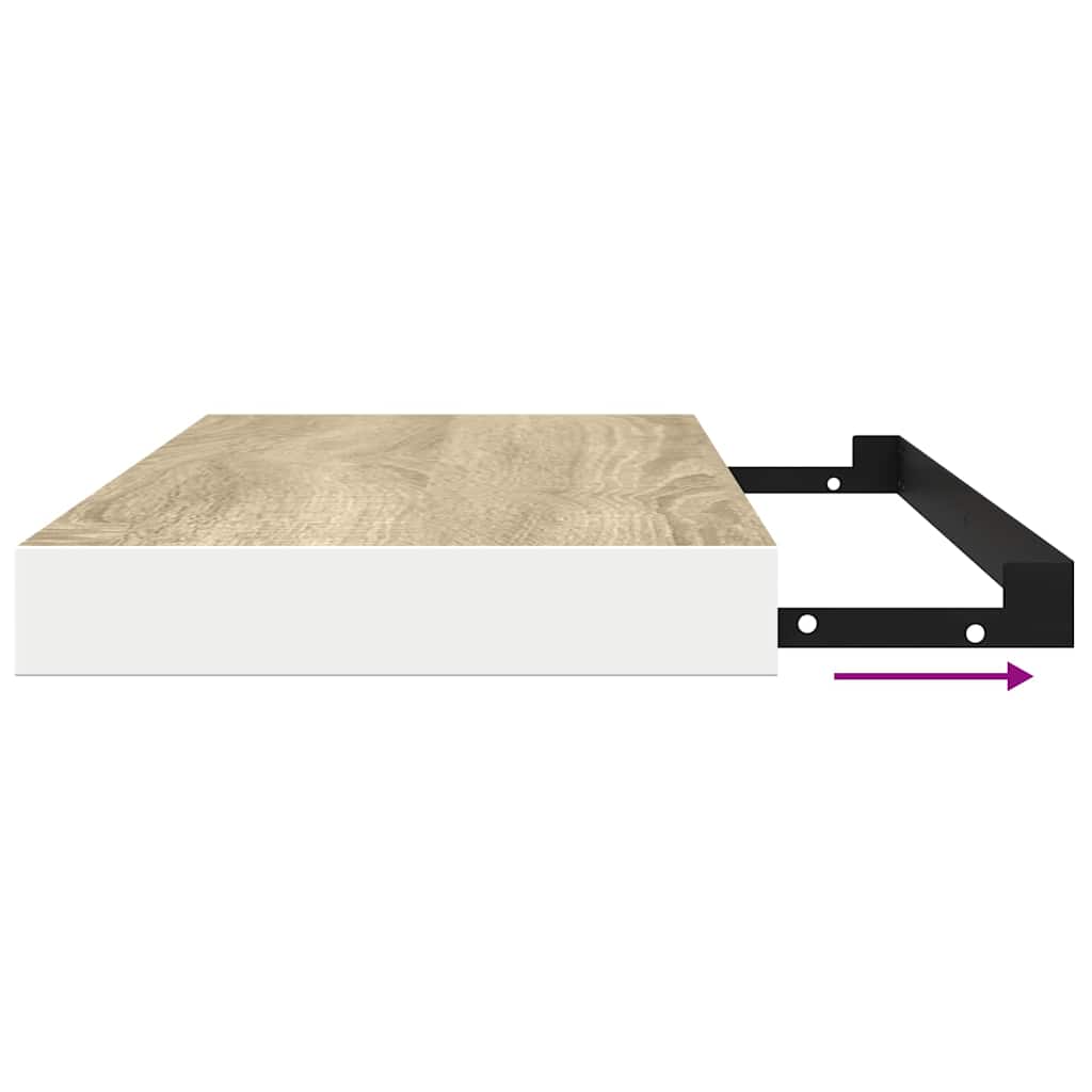 svævehylder 4 stk. 90x23,5x3,8 cm MDF egetræsfarve og hvid