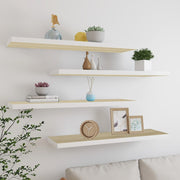svævehylder 4 stk. 90x23,5x3,8 cm MDF egetræsfarve og hvid