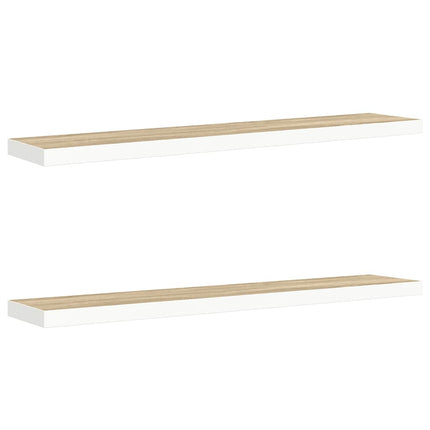 væghylder 2 stk. 120x23,5x3,8 cm MDF egetræsfarve og hvid