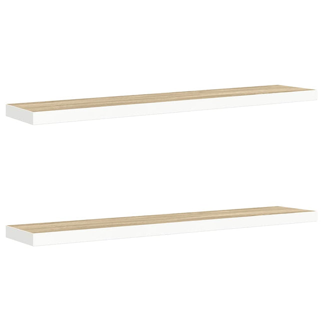 væghylder 2 stk. 120x23,5x3,8 cm MDF egetræsfarve og hvid