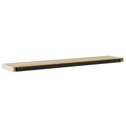 væghylder 4 stk. 120x23,5x3,8 cm MDF egetræsfarve og hvid