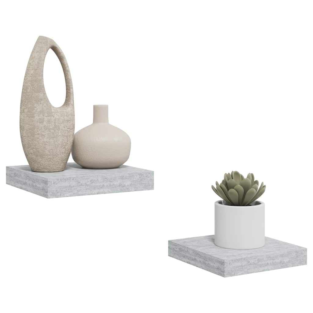 væghylder 2 stk. 23x23,5x3,8 cm MDF betongrå