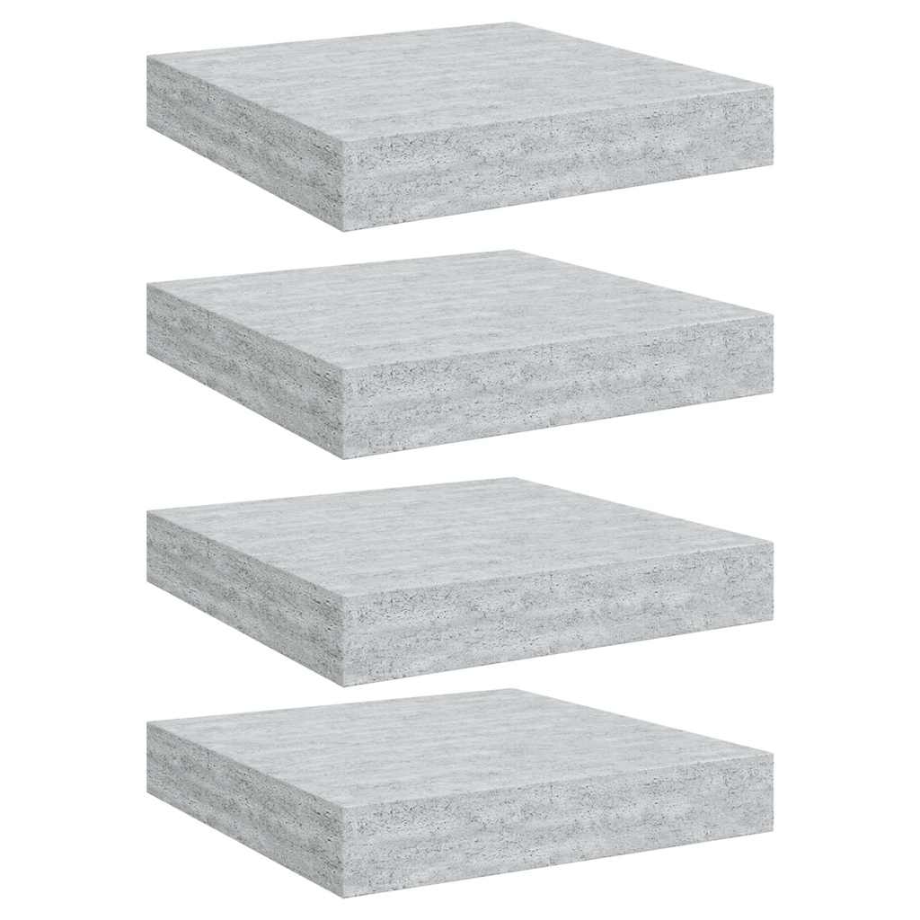 væghylder 4 stk. 23x23,5x3,8 cm MDF betongrå