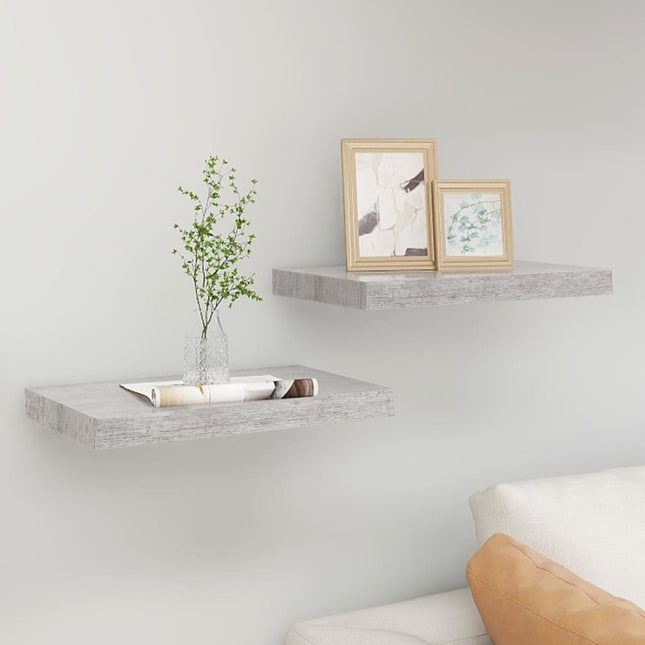 væghylder 2 stk. 40x23x3,8 cm MDF betongrå